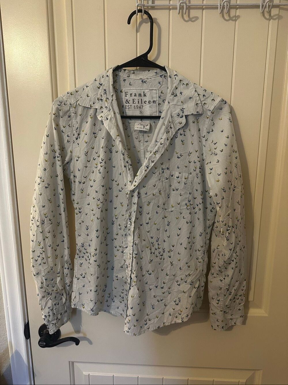Frank & Eileen Barry Cotton Bird Button Down Top Size Small